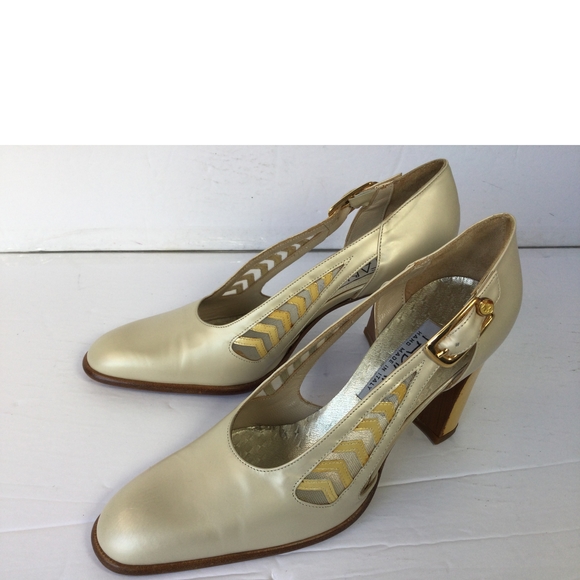 Handmade Fabiani Cream Pumps 3 Metallic Pearl Character US 5.5 - Picture 5 of 10